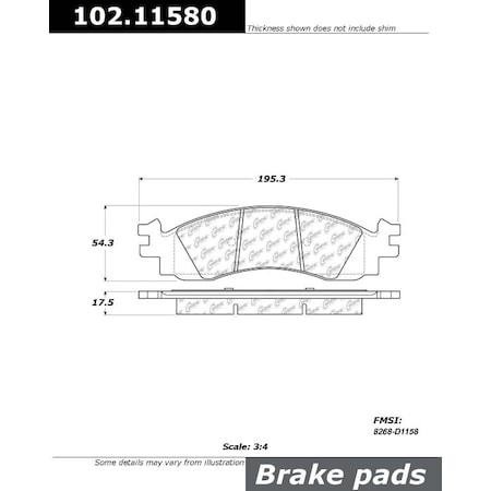 Centric Parts CTEK Brake Pads, 102.11580 102.11580